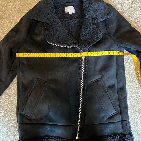 NWOT✔️ LOFT Faux Shearling Suede Aviator 3/4 Jacket -🏵️ - Picture 3 of 6